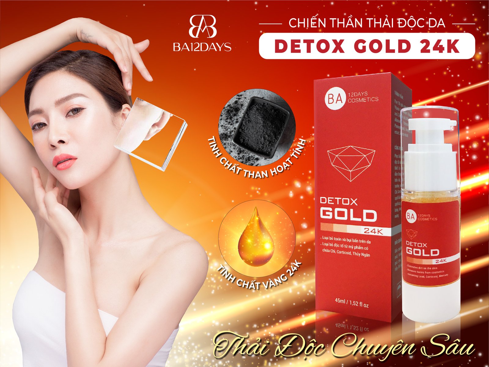 Thải Độc Da Detox Gold 24K - Ba12days Cosmetics